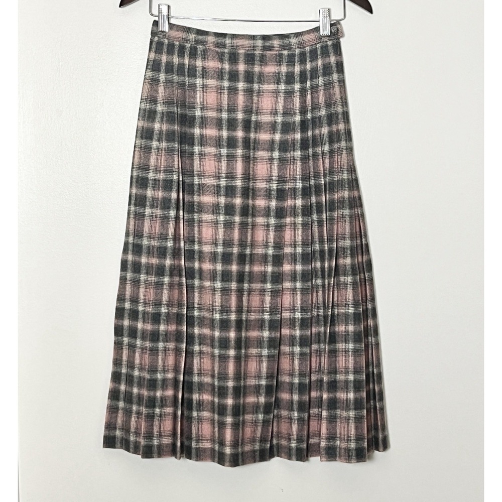 VNTG Pendleton Skirt Women's 6P Pink Plaid 100% Virgin Wool Pleated Made In USA